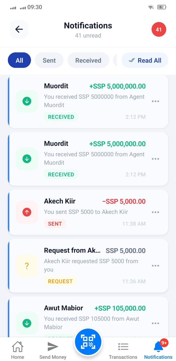TiimPay notifications screen